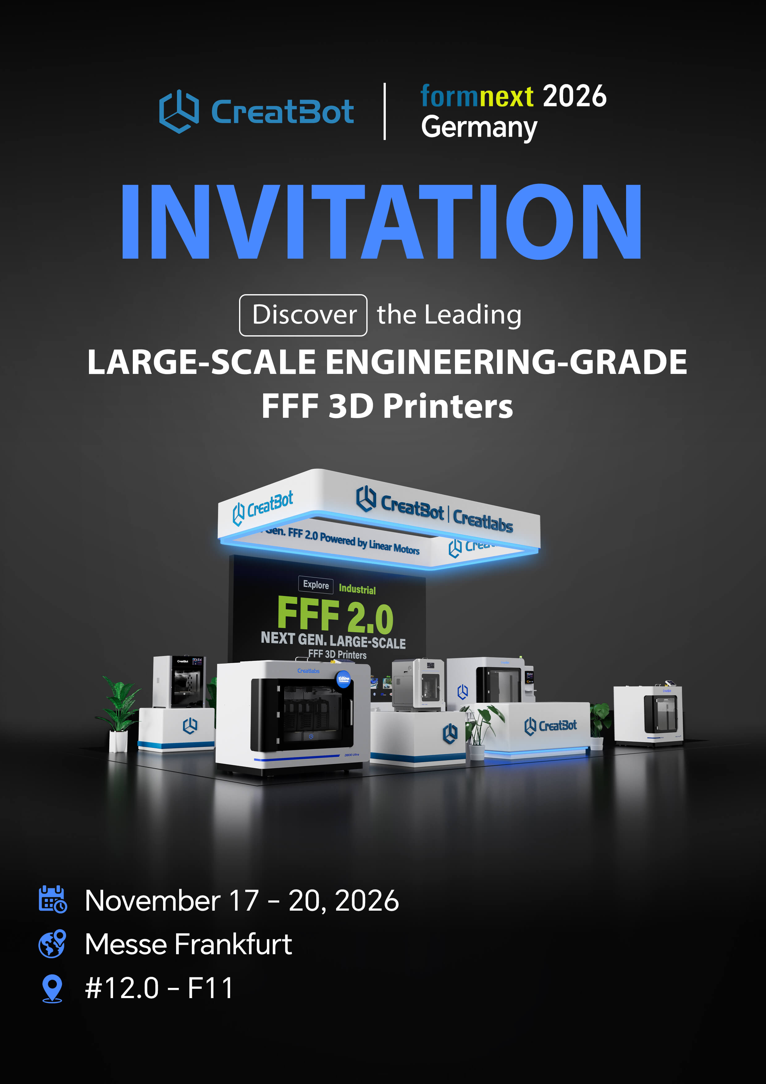 Formnext 2026 & CreatBot: D800 Ultra Global Debut with Five Industrial 3D Printers
